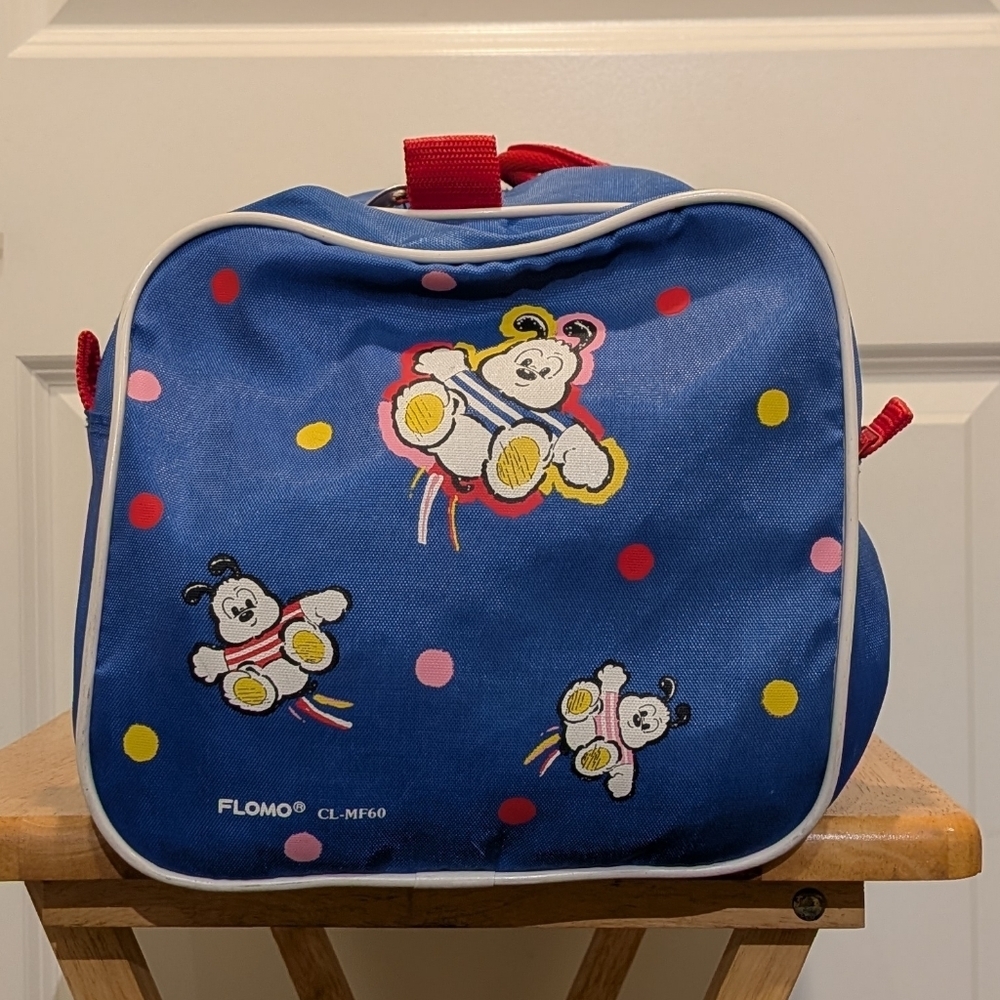 Rad 90s Flomo Cartoon Dog Red and Blue Duffel Bag - Picture 3 of 9